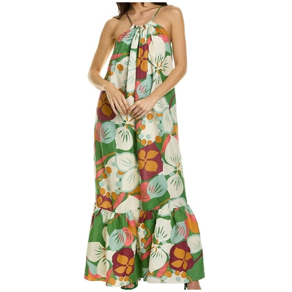 Ted Baker Dulina Strappy Linen Maxi Dress size USA 4